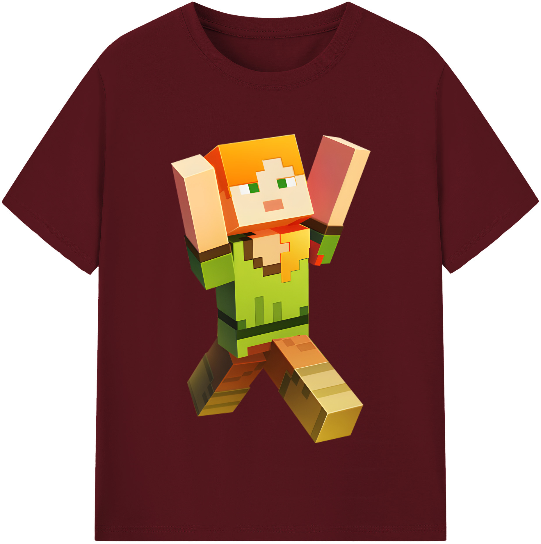 （画像用） マインクラフト ブロックの世界 Minecraft MC Block world 綿100％半袖Tシャツ（フロントプリント）